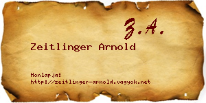 Zeitlinger Arnold névjegykártya